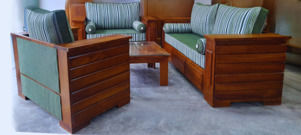 Teak Mat Set-Large box set with glasstop stool - Image 2