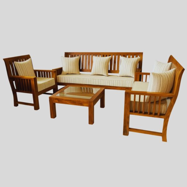 Nadhun Matt Finish 3:2:1 Wooden Sofa Set