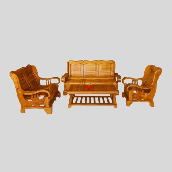 Teak Matt Finish 3:2:1 Wooden Sofa Set