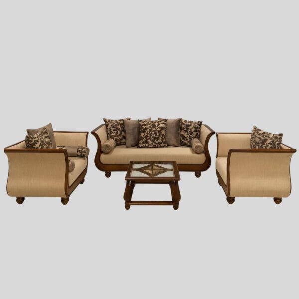 Teak Matt Finish Wooden Sofa