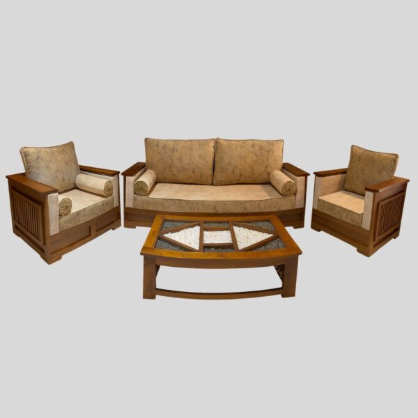 Teak Matt Finish Wooden Sofa