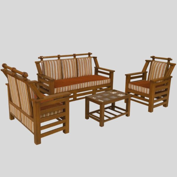 Teak Matt Finish Wooden Sofa