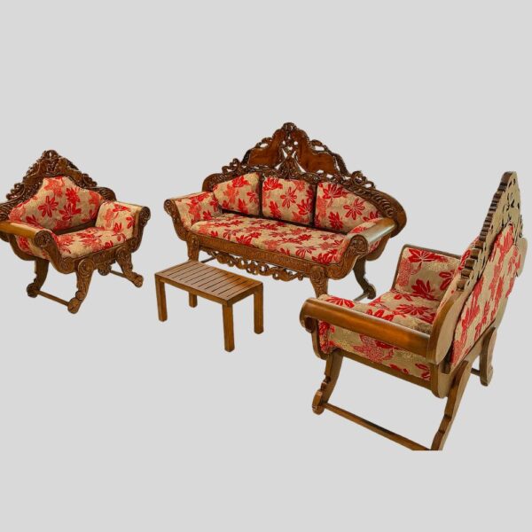 Teak Matt Finish Wooden Sofa Set