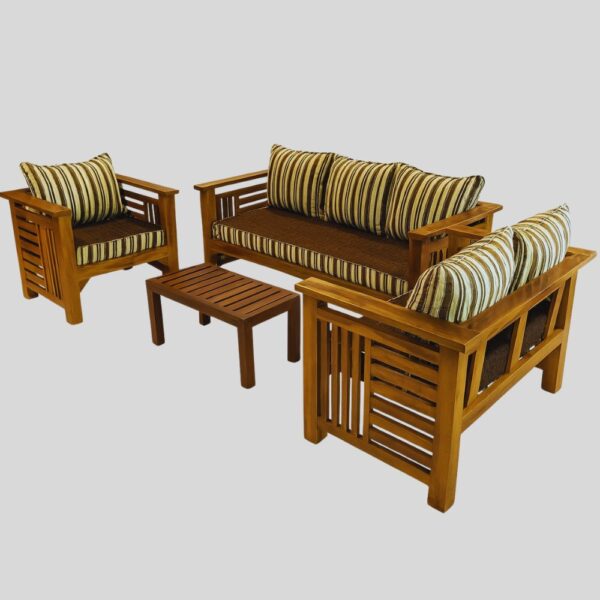 Teak Matt Finish Wooden Sofa
