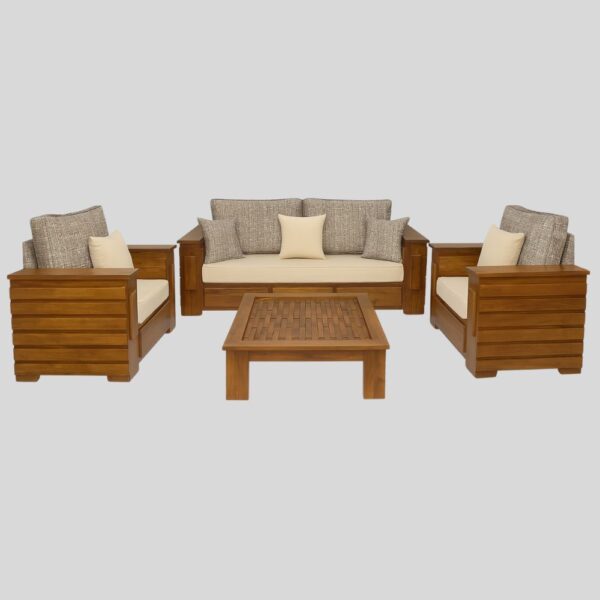 Teak Matt Finish Wooden Sofa