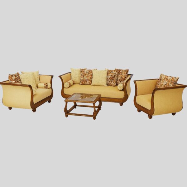 Teak Matt Finish Wooden Sofa Set
