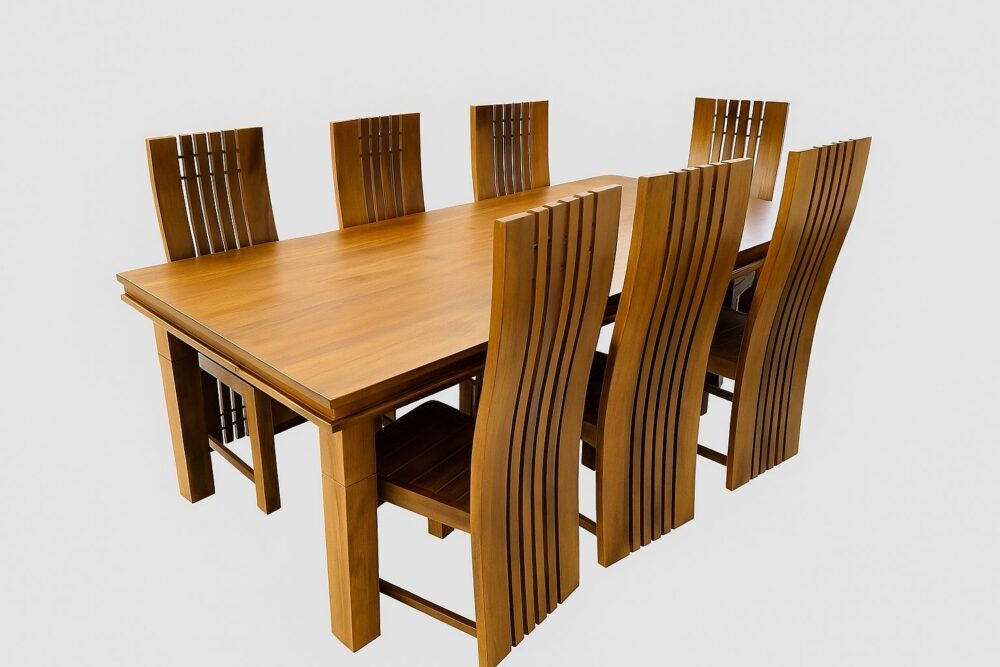 Teak Matt Finish Dinning Set - Image 2