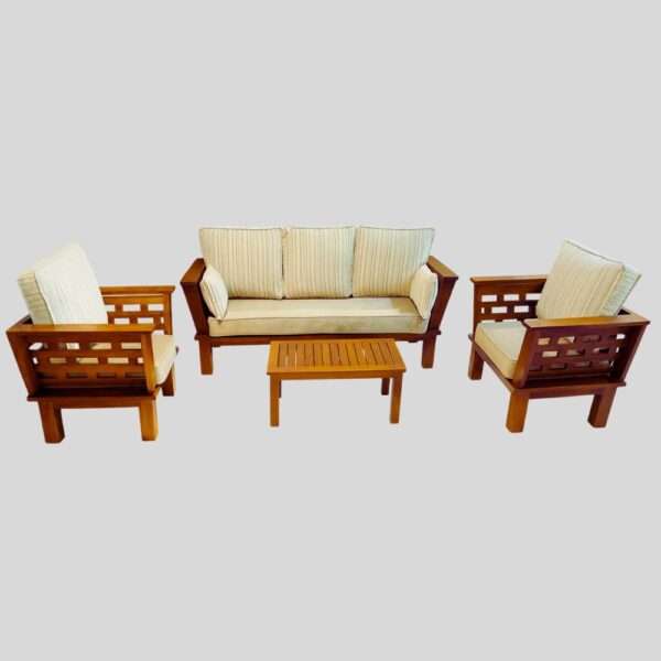 Teak Matt Finish Wooden Sofa