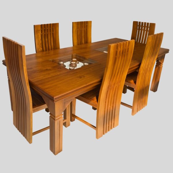Teak Matt Finish Dinning Set (3.5X7 Size Table & 06 Chairs)