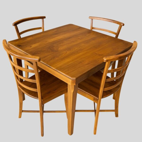 Teak Matt Finish Square Design Restuarant Set
