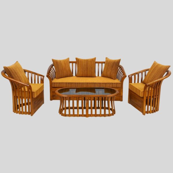 Teak Matt Finish Wooden Sofa