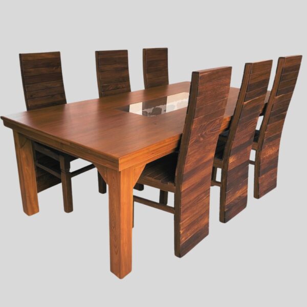 Teak Matt Finish Dinning Sets (3.5X7 SIZE TABLE & 06 CHAIRS)