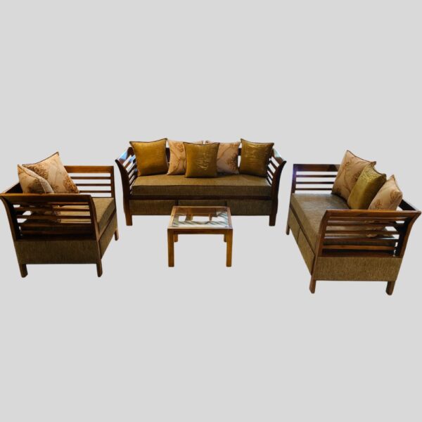 Teak Matt Finish Wooden Sofa