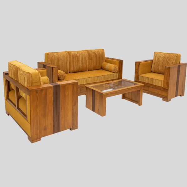 Teak Matt Finish Wooden Sofa